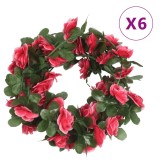 VidaXL Ghirlande de flori de Crăciun, 6 buc., roșu roze, 250 cm