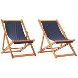 Scaune pliante 2 buc. Material textil albastru