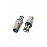 Set becuri auto cu LED CANBUS compatibil P21/5W BA15D 15 SMD 7.5W Alb 12/24V,