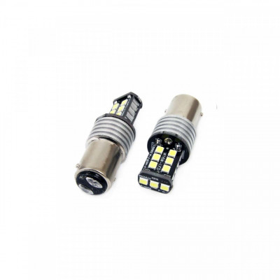 Set becuri auto cu LED CANBUS compatibil P21/5W BA15D 15 SMD 7.5W Alb 12/24V, foto