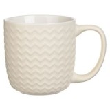 Cană pentru cafea, 380ml, Bej cu model reliefat valuros, CMCLASS