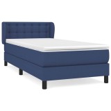 Cumpara ieftin Pat box spring cu saltea, albastru, 100x200 cm, textil