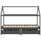 Cadru pat copii cu sertare gri inchis 90x200 cm lemn masiv pin