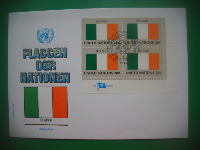 HOPCT PLIC FDC S 1905 IRLANDA STEAGURI/DRAPELE 1982 ONU NATIUNILE UNITE
