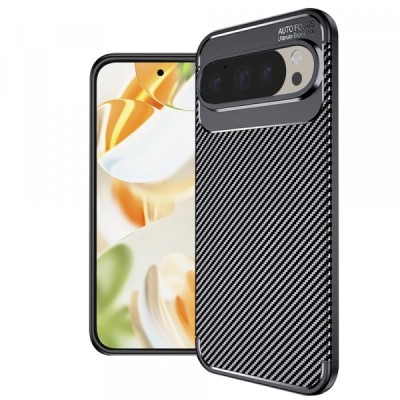 Husa pentru Google Pixel 9 Pro, Techsuit, CarbonFiber, Neagra foto