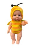 Papusa bebelus animalut albinuta 17 cm din plastic cauciucat