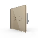 Cumpara ieftin Intrerupator dublu touch Livolo din sticla securizata, auriu