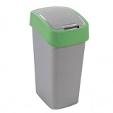 Cos de gunoi Curver FLIP BIN 50L, capac batant, 29.4 x 65.3 x 37.6 cm, gri/verde