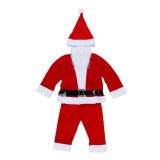 Costum mos craciun pentru baiat, 1-3 ani, 5 piese, catifea