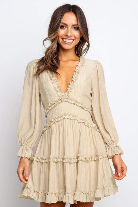 E1038-15 Rochie casual eleganta cu volanase si decupaj la spate