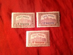 Serie Ungaria 1920 Airmail , supratipar Legi Posta , 3 valori sarniera foto