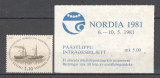 Finlanda.1981 Expozitia filatelica NORDIA KF.142, Nestampilat