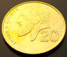 Moneda 20 CENTI - CIPRU, anul 1993 * cod 4892 = UNC + luciu de batere