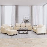 vidaXL Set de canapele cu perne, 4 piese, crem, microfibră