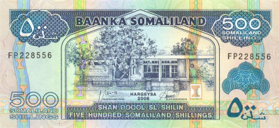 SOMALILAND █ bancnota █ 500 Shillings █ 2008 █ P-6g █ UNC █ necirculata foto