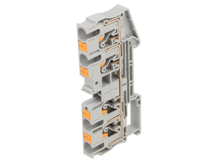 Conector pe șină 4 borne, 1kV, 41A