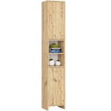 Dulap de baie tip coloana,cu 2 usi si 4 rafturi,PAL 16 mm,32x28x180 cm,stejar artisan