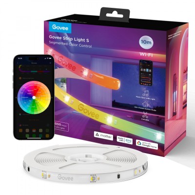 Banda LED Govee H612C RGBICW, 10m, Sincronizare Muzica, Wifi, Bluetooth, Matter, Alexa , Google Asistant foto