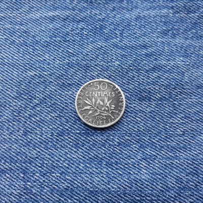 50 Centimes 1904 Franta argint foto