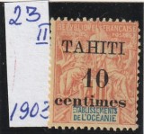 French Oceania (Tahiti) 1903 - Navigatie si Comert 40c , supratipar TAHITI , 10 centimes, dantelat, MNH, MI.23 II