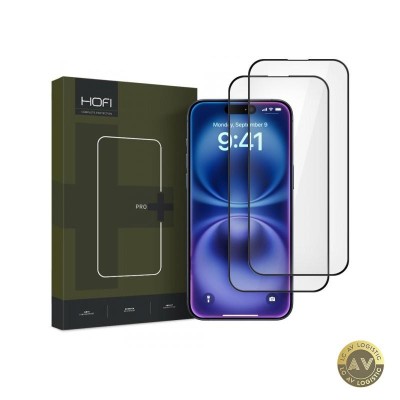 Folie de protectie Ecran HOFI Glass PRO+ pentru Apple iPhone 16 Sticla Securizata Full Glue Set 2 bucati 2.5D Neagra foto