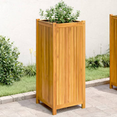 vidaXL Jardinieră de grădină cu căptușeală, 42x42x100 cm, lemn acacia