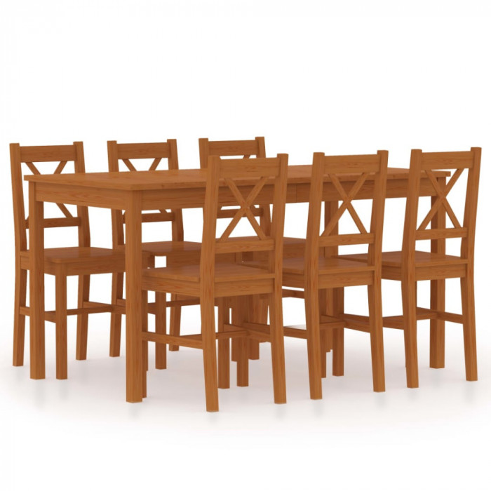 Set mobilier de bucatarie, 7 piese, maro miere, lemn de pin GartenMobel Dekor