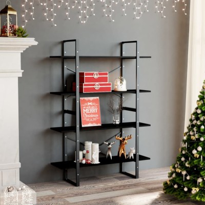 Gossi biblioteca cu 4 rafturi, negru, 100x30x140 cm, lemn masiv pin foto