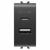 Priza USB tip A+C 1M 5V Gewiss Chorus negru GW12449