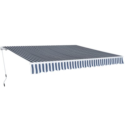 vidaXL Copertină pliabilă cu acționare manuală, albastru/alb, 400 cm 275570 foto