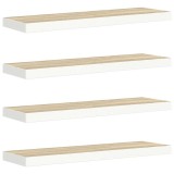 Cumpara ieftin Rafturi perete suspendate 4 buc. stejar/alb 90x23,5x3,8 cm MDF