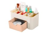 Organizator pentru cosmetice, plastic, crem/roz, 23x11x10.5 cm, Oem