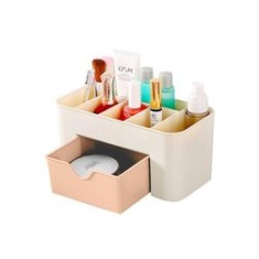 Organizator pentru cosmetice, plastic, crem/roz, 23x11x10.5 cm