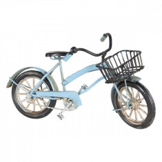 Macheta Bicicleta Retro din metal albastru antichizat 16 cm x 5 cm x 9 h foto