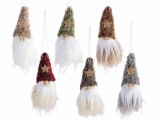 Set 6 ornamente brad Mos Craciun textil multicolor &Oslash; 4 cm x 9 H