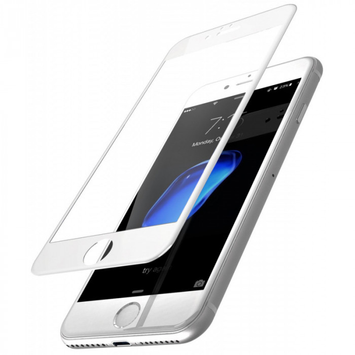 Folie Protectie ecran antisoc Apple iPhone SE (2020) Tempered Glass Full Face 5D alba
