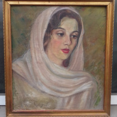Tablou vechi - portret femeie - semnat