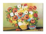 Cumpara ieftin Tablou cu flori pictat manual, Vaza cu flori si cirese, parfum floral, 70x50cm ulei pe panza, Constantin Feraru