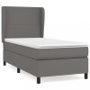 Pat box spring cu saltea, gri, 80x200 cm, piele ecologica