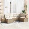 VidaXL Set de canapele pentru grădină cu pernă 6 pcs Bej Rattan poli 3348122