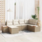 VidaXL Set de canapele pentru grădină cu pernă 6 pcs Bej Rattan poli 3348122