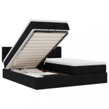 Cumpara ieftin Cadru de pat otoman cu saltele, material negru 160x200cm