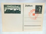 Carte Poștală Germania Reich-ul German 1939 Ocupația Cehoslovaciei Ștampilă Specială Roșie Timbru 6+19 Pfennig Reichsparteitag - A0021