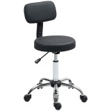 HOMCOM Taburet cu Roți, Rotativ 360&deg;, Reglabil pe &Icirc;nălțime, Piele Ecologică, Metal, 46x51x78-93 cm, Negru | Aosom Romania