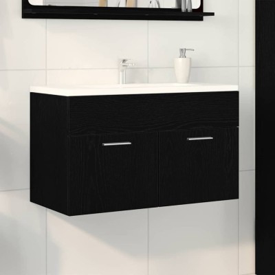 vidaXL Dulap chiuvetă de baie, stejar negru, 90x38,5x46 cm, lemn foto