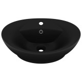 Cumpara ieftin Chiuveta lux cu preaplin, negru mat, 58,5x39 cm ceramica, oval