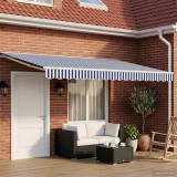 vidaXL Copertină retractabilă manuală Albastru și Alb 4,5 &times; 3,5 m 3420306