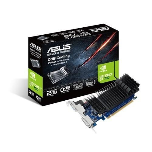 PLACA VIDEO ASUS NVIDIA GeForce GT 730, 2 GB, 64 bit, PCIE 2.0 16x, Memory clock 5010 MHz, GPU clock 902 MHz, 2560x1600, Cooling Heatsink (passive), 1