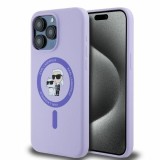 Husa Karl Lagerfeld iPhone 15 Pro Max Silicone Ring MagSafe, Karl&amp;Choupette Head, mov, KLHMP15XSCMKCRHU