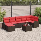 vidaXL Set de canapea cu pernă Manual 8 pcs Maro și roșu poliratan 3359113